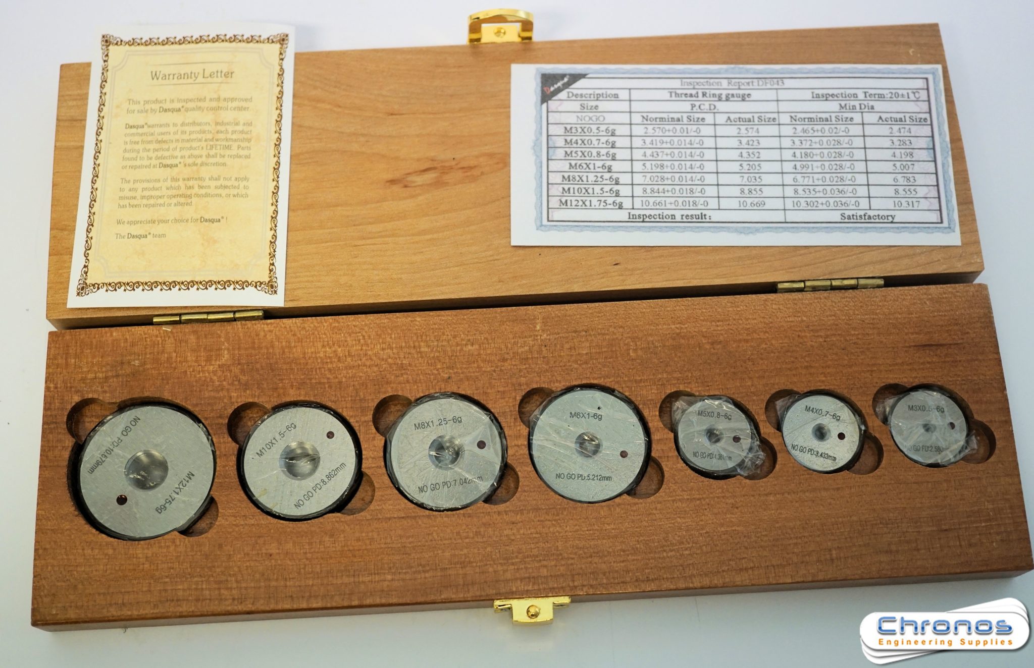 Dasqua Thread Gauge Set (Ring Gauge) M3M12 NO GO